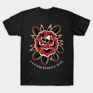 Skull with flower 1 Corinthians 15:55 T-Shirt